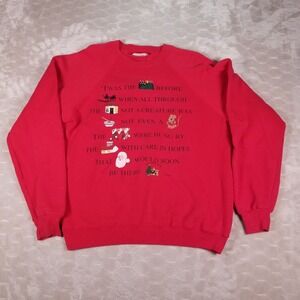 VTG The Night Before Christmas Santa Crewneck Sweatshirt USA Made Sz L AirWaves